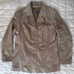 Wilsons Leather Light Tan Suede Leather Single Breasted Jacket Western - Large